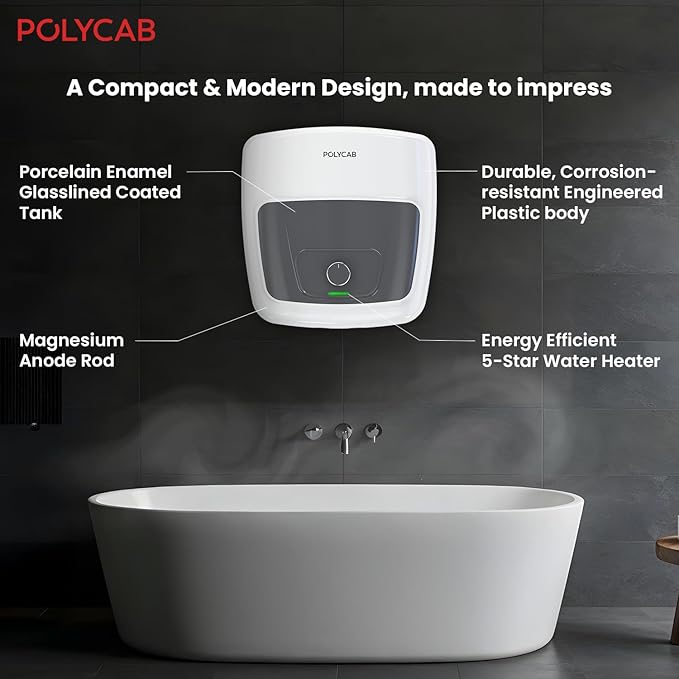 POLYCAB Superia DLX 5-Star 25 Litre Water Heater (Geyser) | Free Connecting Pipe