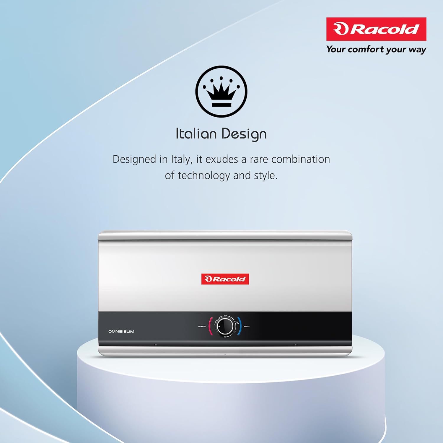 Racold Omnis Slim 15L Horizontal Energy Efficient Storage Water Heater (Geyser)