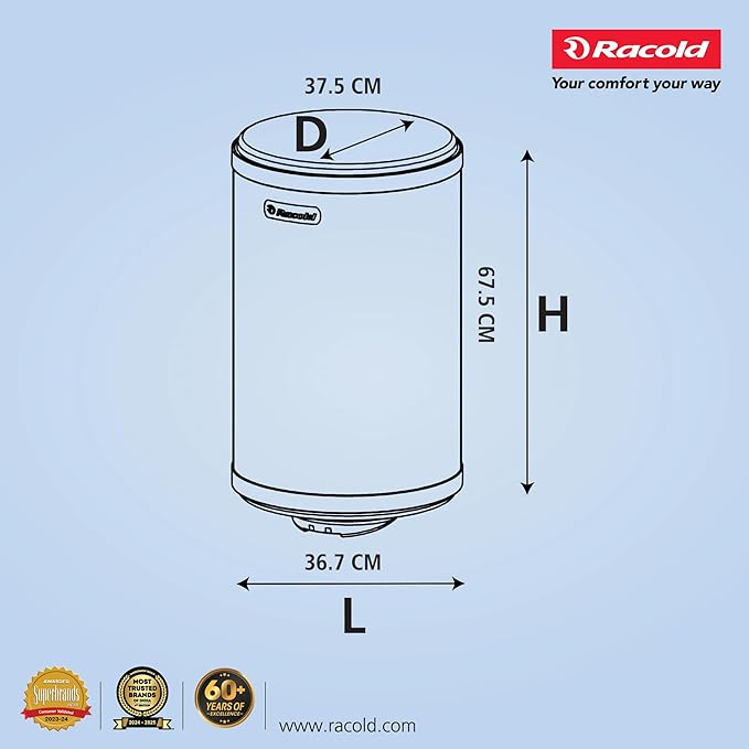 Racold CDR DLX Plus 35L Vertical Energy Efficient Storage Water Heater(Geyser) with Free Standard Installation & Pipes |Temperature