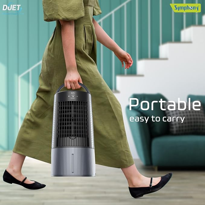 Symphony Duet-i Personal Kitchen Cooling Fan For Home and Office Tabletop with Honeycomb Pad, Powerful Blower