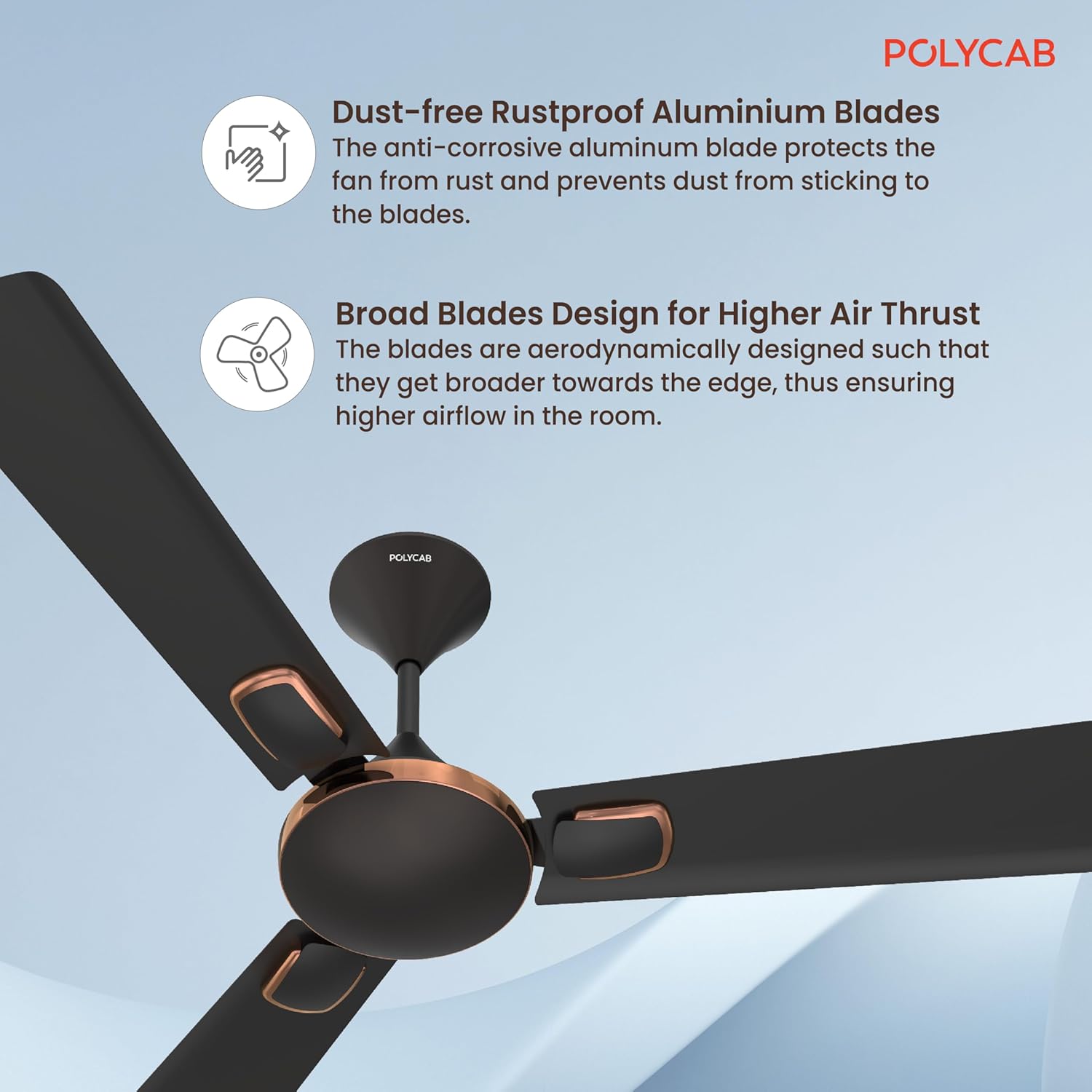 Polycab Aerobliss 1200 mm 1 Star Ceiling Fan (Onxy Black)