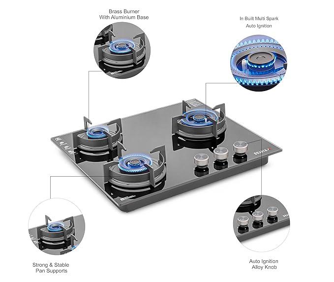 Sujata Indium Build in Hobs 3 Burner Auto Ignition 5 Years Warranty