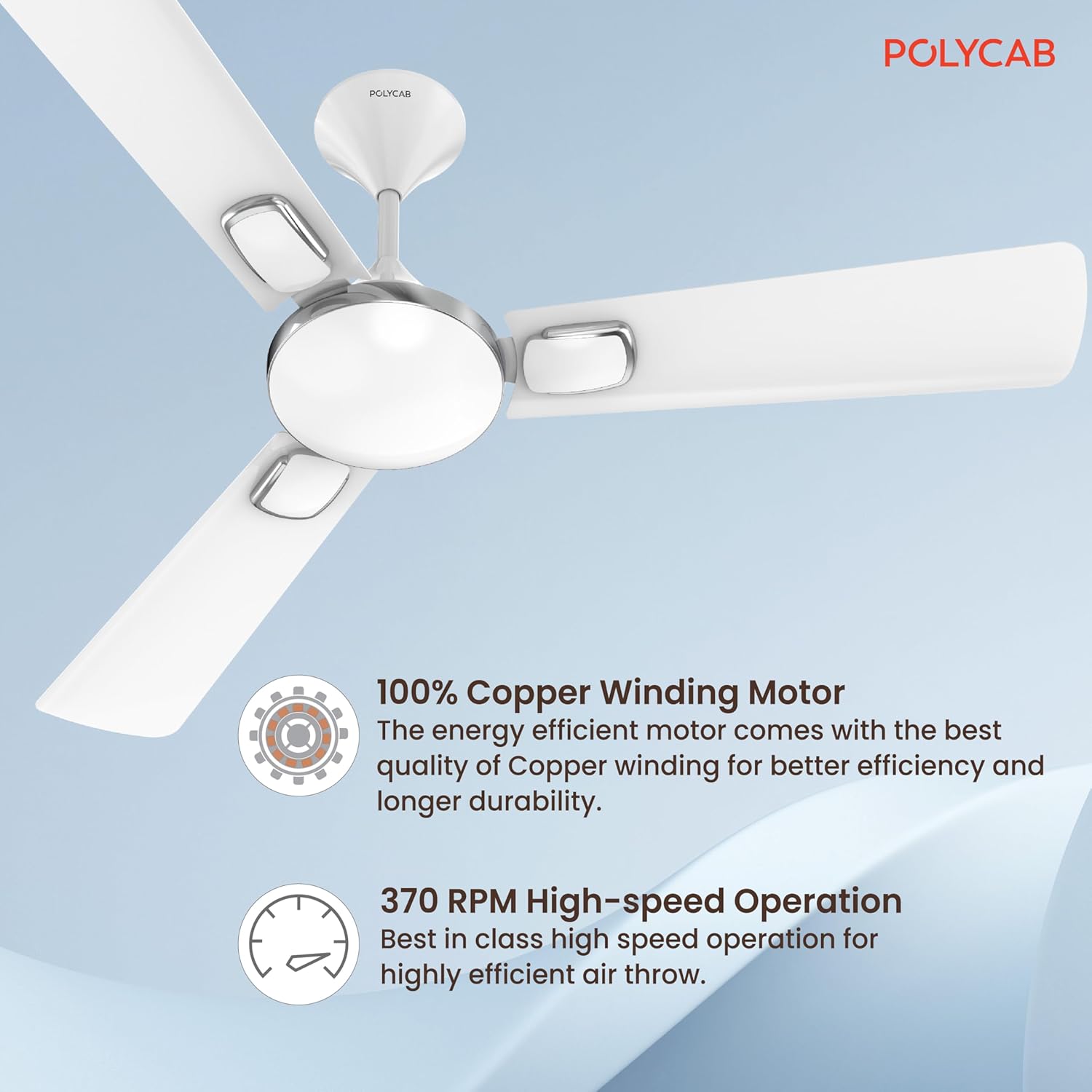 Polycab Aerobliss 1200 mm 1 Star Ceiling Fan (Everest White)