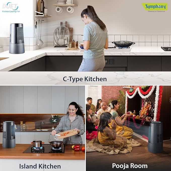 Symphony Duet-i Personal Kitchen Cooling Fan For Home and Office Tabletop with Honeycomb Pad, Powerful Blower