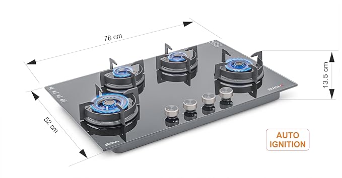 Sujata Indium Auto Ignition - Black 4 Burners | 5 Years Warranty