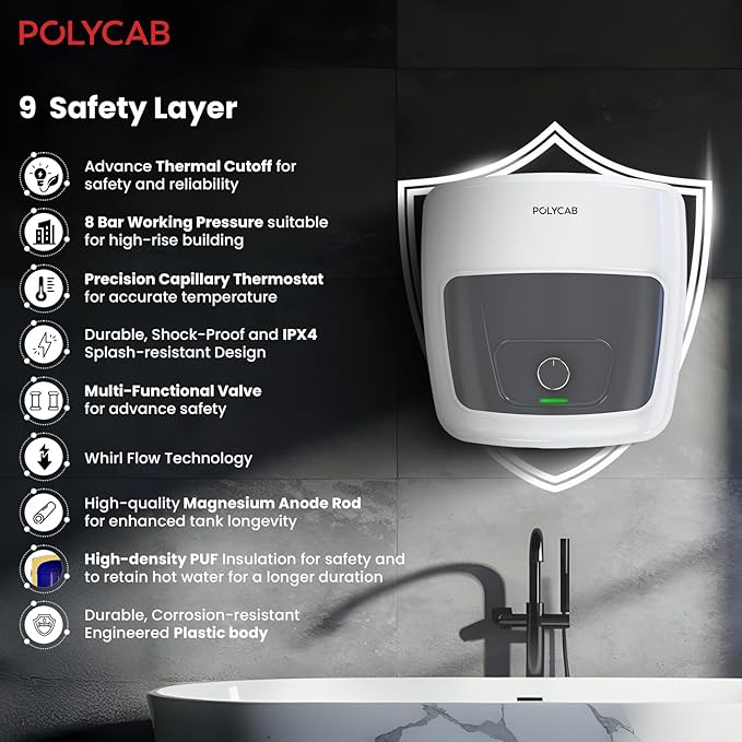 POLYCAB Superia DLX 5-Star 25 Litre Water Heater (Geyser) | Free Connecting Pipe