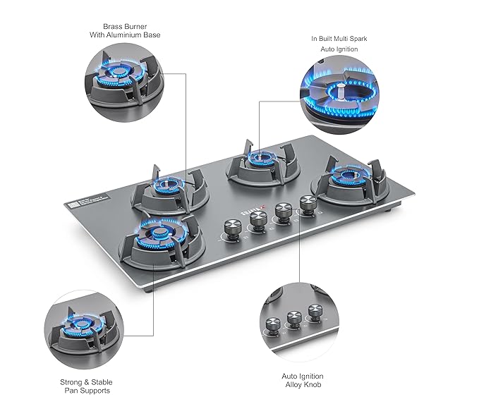 Sujata Osmium Build in Hobs 4 Burner Auto Ignition 5 Years Warranty