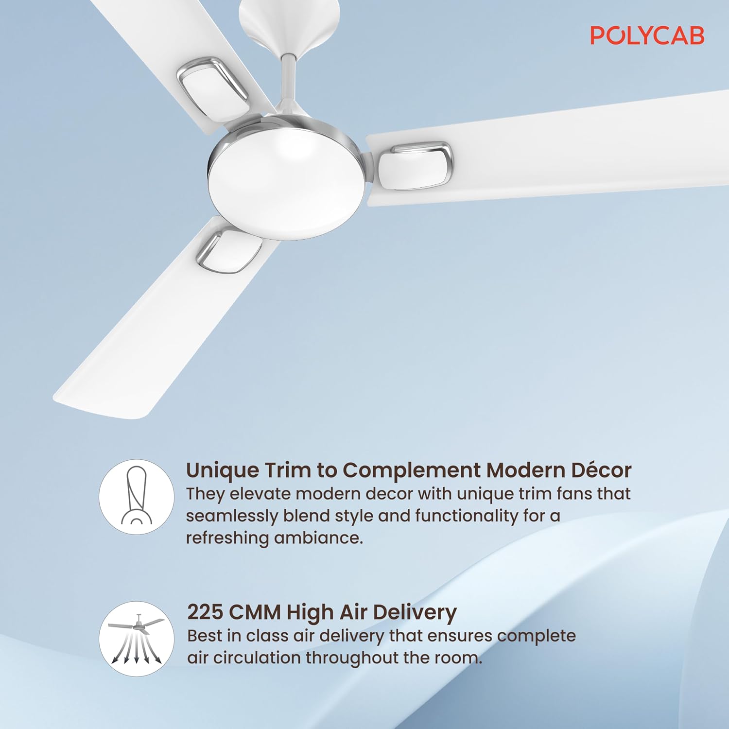 Polycab Aerobliss 1200 mm 1 Star Ceiling Fan (Everest White)