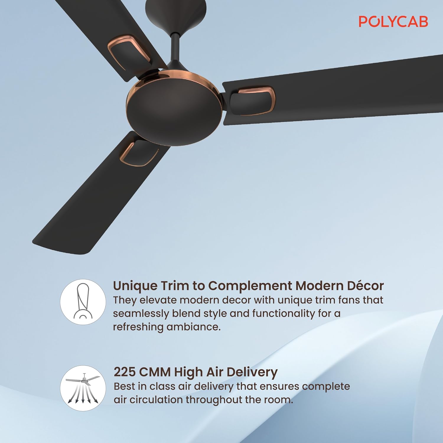 Polycab Aerobliss 1200 mm 1 Star Ceiling Fan (Onxy Black)