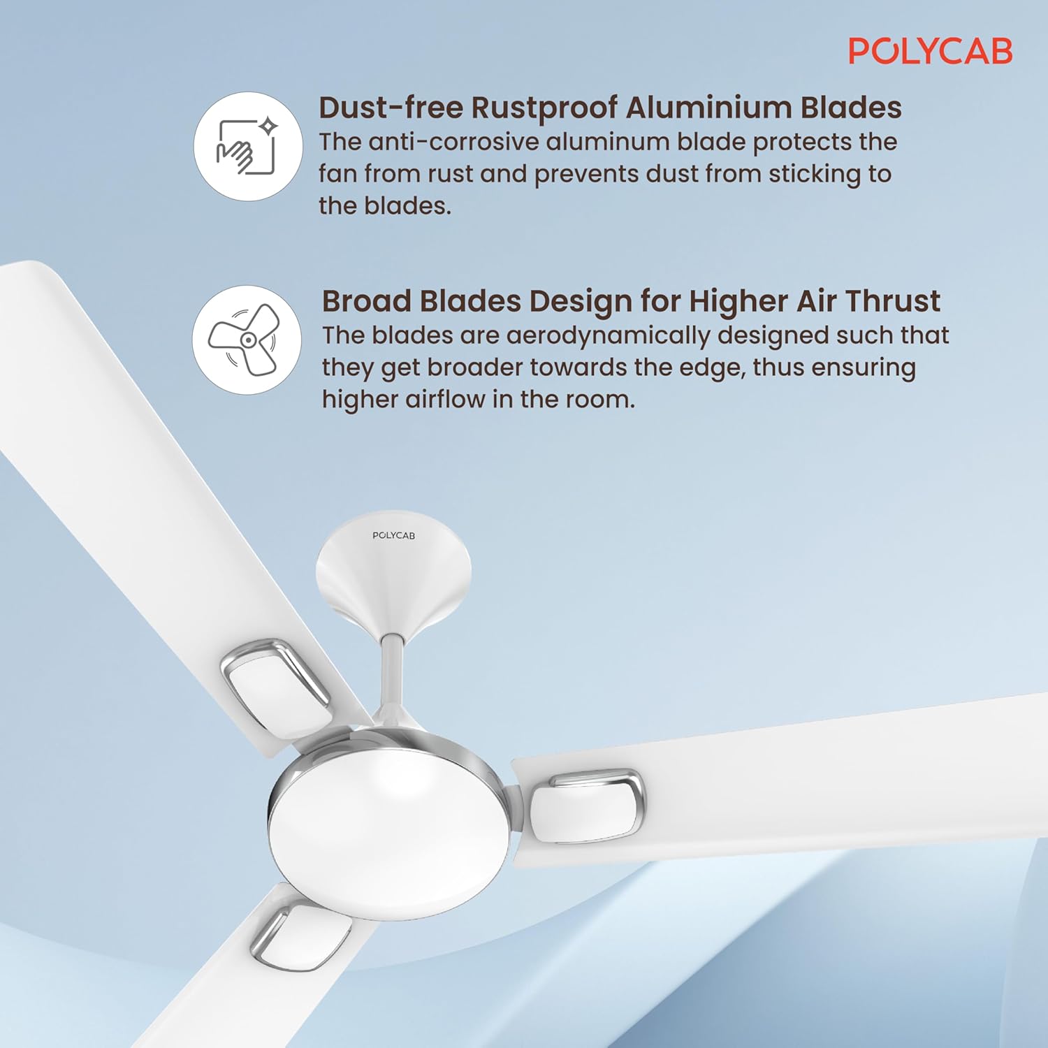 Polycab Aerobliss 1200 mm 1 Star Ceiling Fan (Everest White)