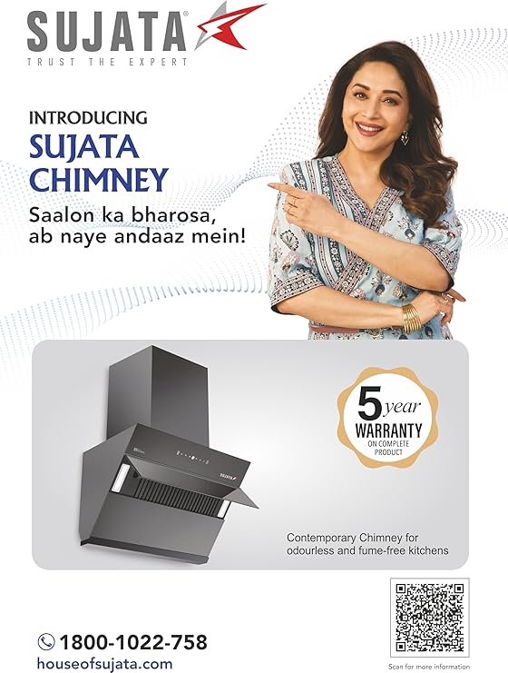 Sujata 1650 m³/hr Chimney for Kitchen 90cm