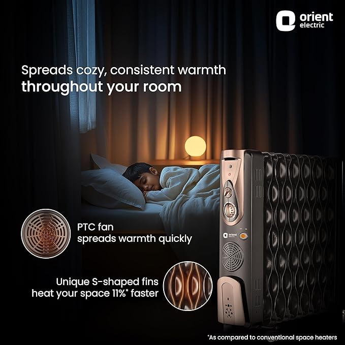 Orient Electric Comforter collection 13 fin oil filled radiator | Advanced S-shaped Fins