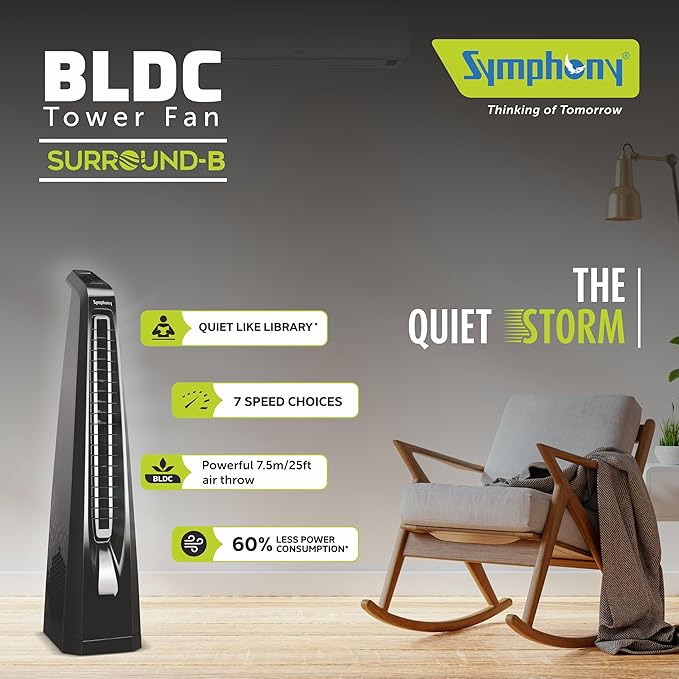Symphony Surround B Personal Tower Fan | Silent Tower Fan for Home | BLDC