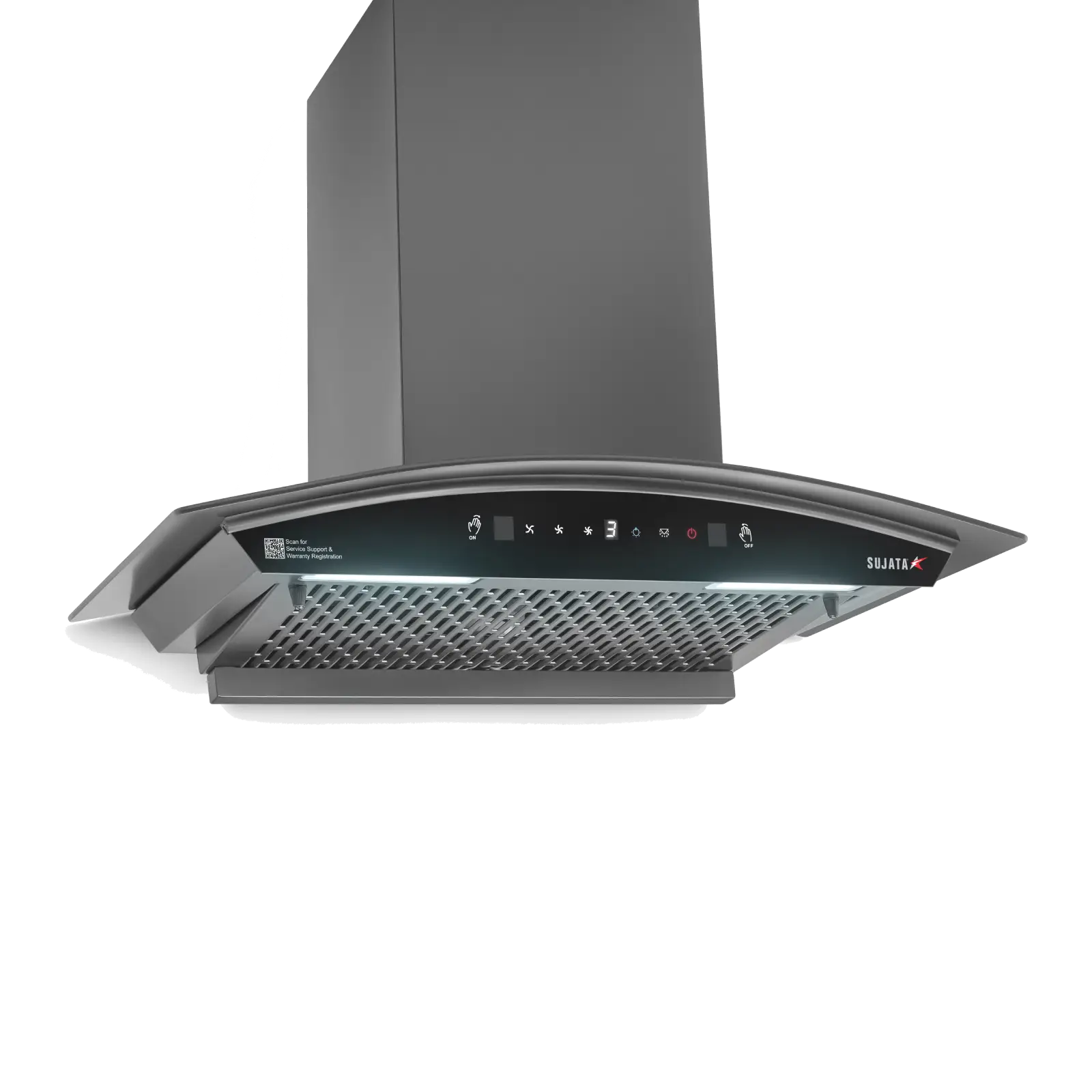 Sujata Coral Chimney 60 CM  Airflow at the Outlet 1250m3/hr Filter Less - Dry Heat Auto Clean