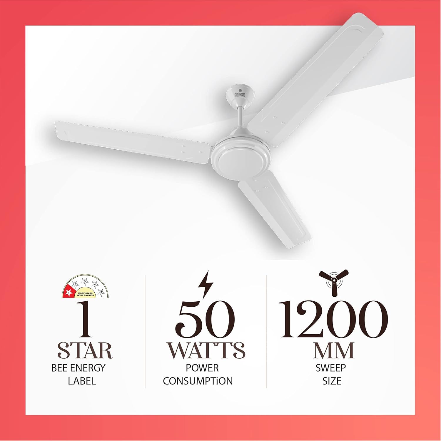 Polycab Zoomer High Speed 1200 mm 1 star rating Ceiling Fan